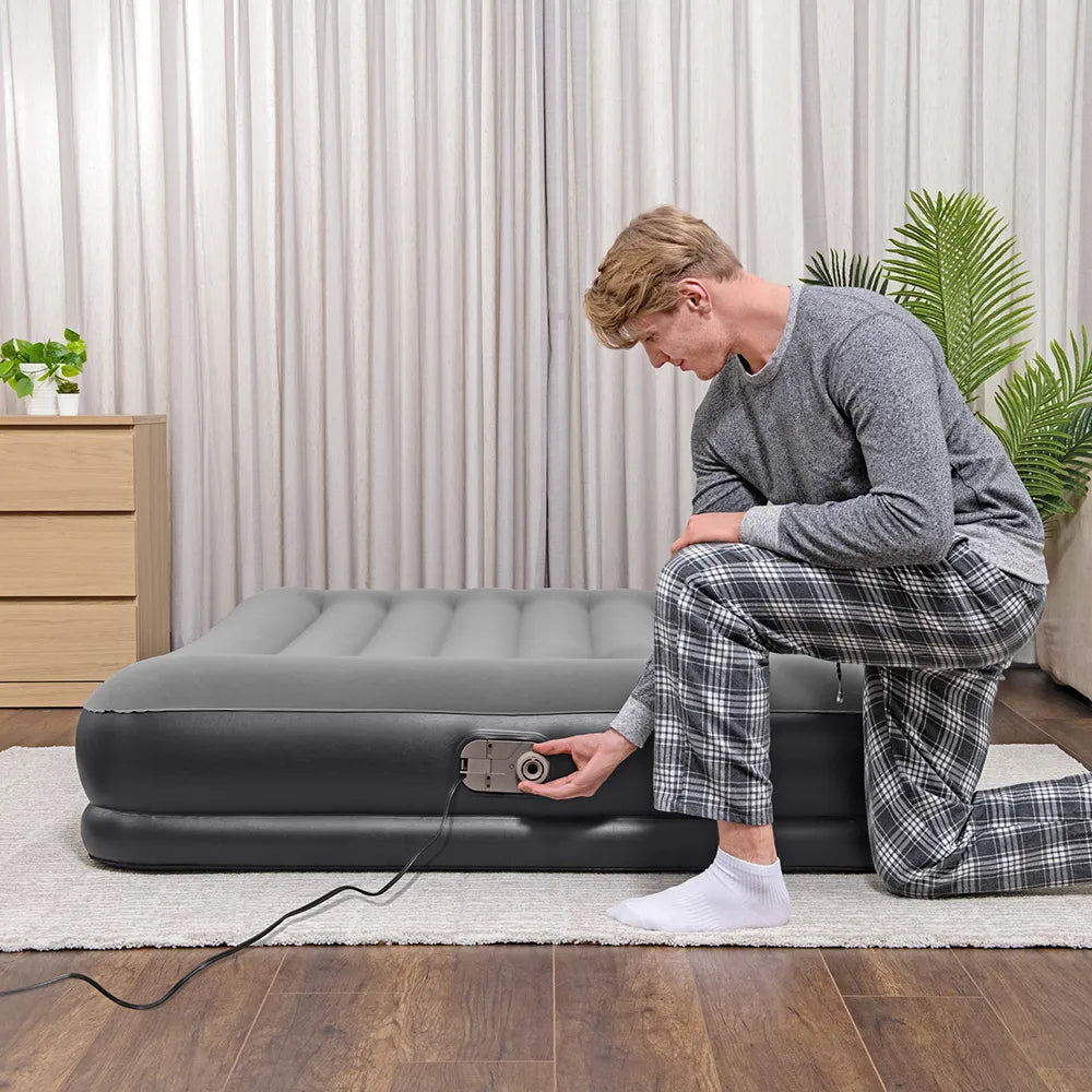 Colchão Inflável Queen Fortech Com Bomba Embutida Bivolt + Bolsa Bestway