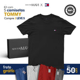 (Compre 3 Leve 5) Kit 5 Camisetas Tommy H + Pack com 3 Cuecas Boxer de Brinde