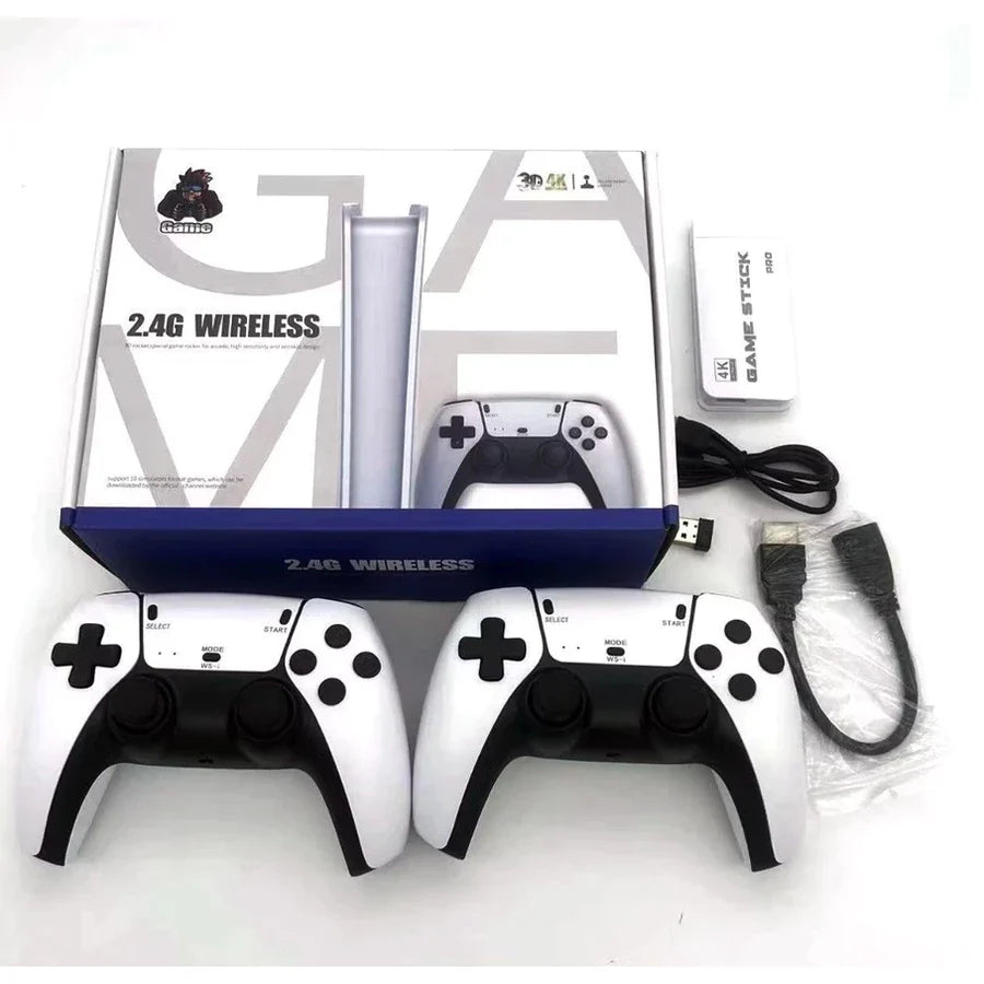 🔥 Mega Promo Console Game Stick M15 Pro 4K 3D 64GB 20mil jogos R36S K5 X12 - Branco 🔥